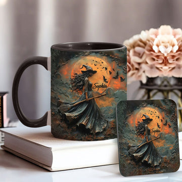 Beautiful Witch Halloween Vintage - Personalized Witch Coffee Mug-Myprintsy