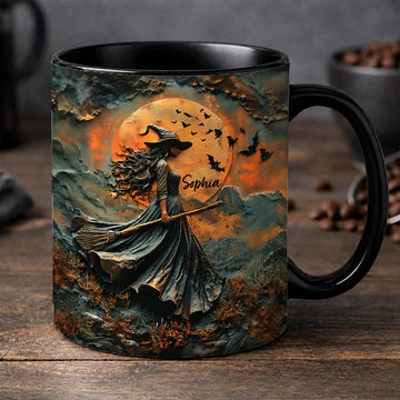 Beautiful Witch Halloween Vintage - Personalized Witch Coffee Mug-Myprintsy