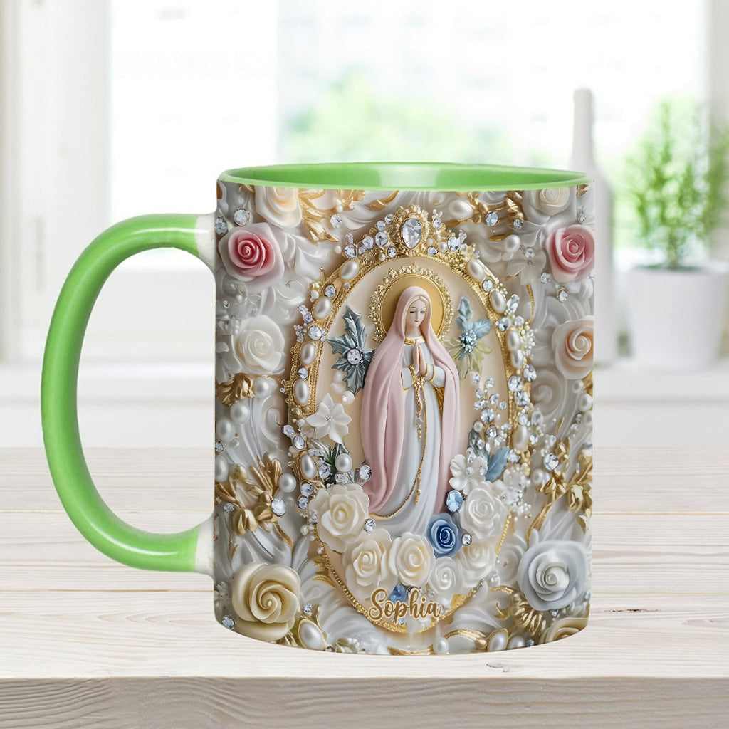 Believer Blessed Holy Mary Mother Of God Jesus - Personalized Accent Mug-Myprintsy