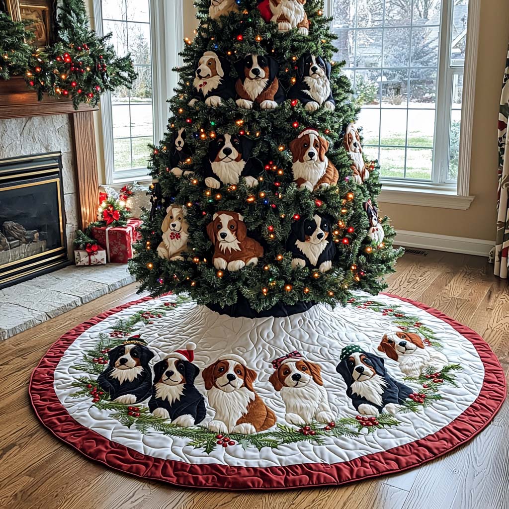 Bernese Blessing Quilted Christmas Tree Skirt-Myprintsy