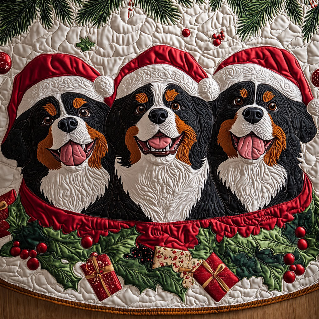 Bernese Guardian Quilted Christmas Tree Skirt-Myprintsy