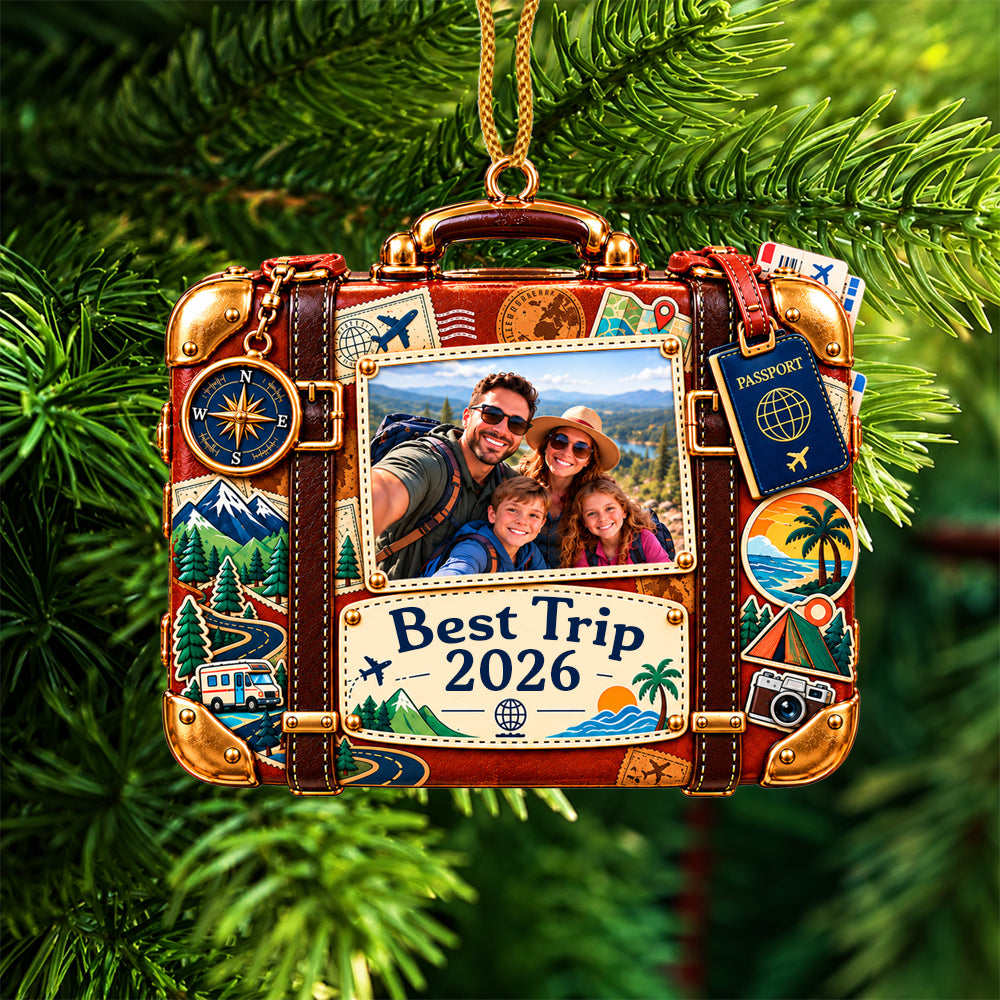 Best Trip Ever - Personalized 3D Christmas Acrylic Ornament-Myprintsy