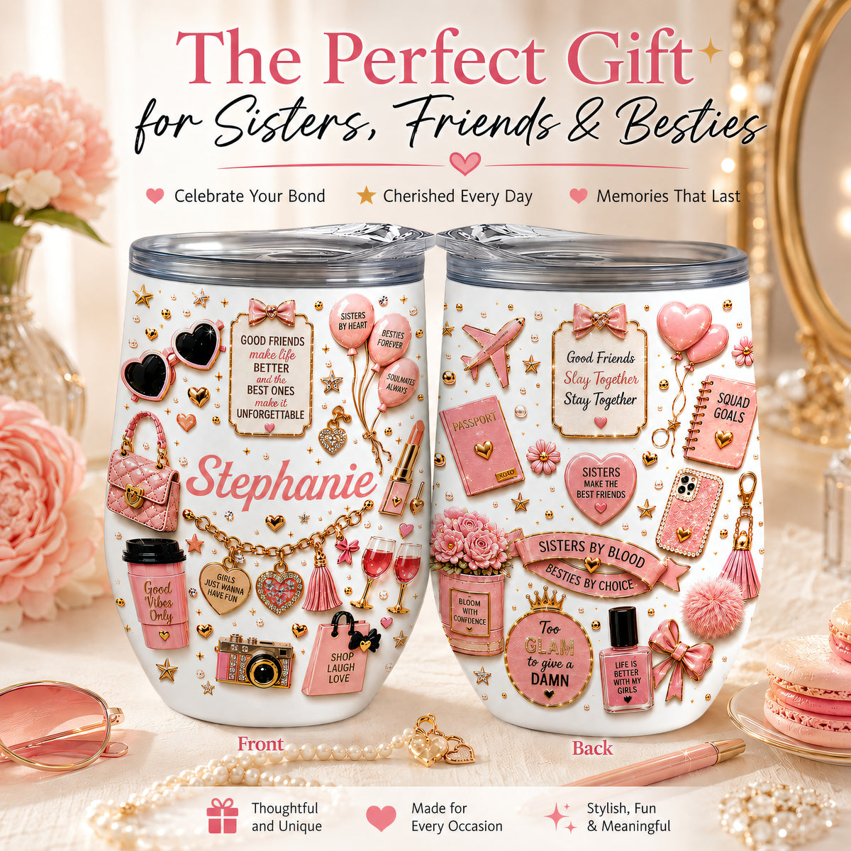 Bestie Forever - Personalized Wine Tumbler-Myprintsy