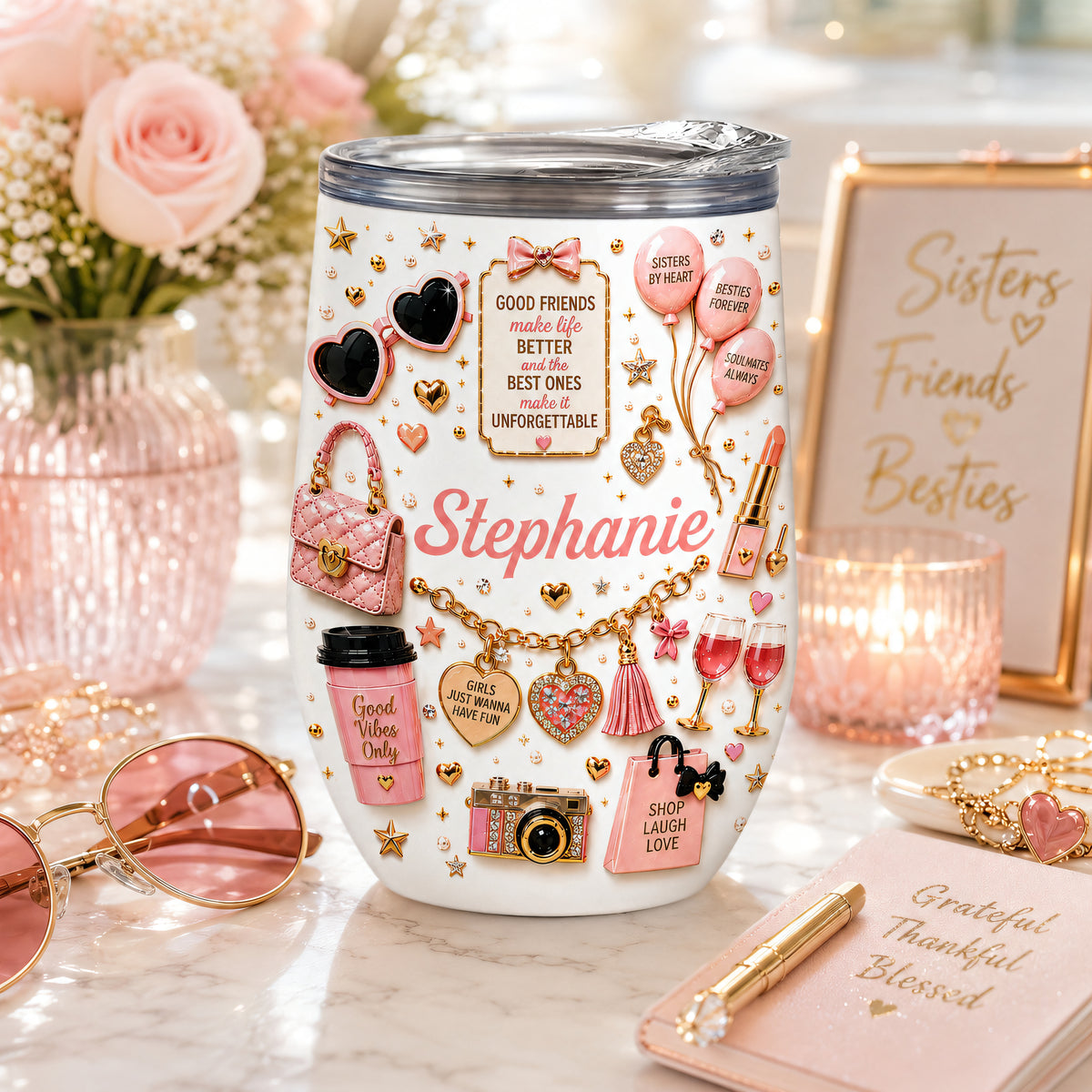 Bestie Forever - Personalized Wine Tumbler-Myprintsy
