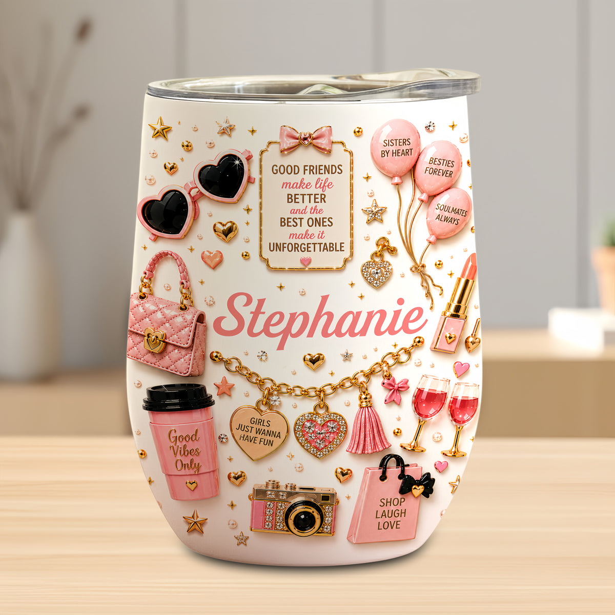 Bestie Forever - Personalized Wine Tumbler-Myprintsy