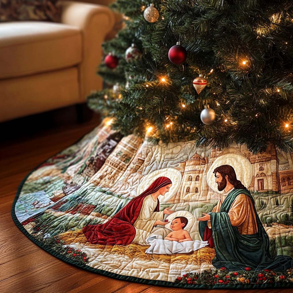 Bethlehem Eve Christmas Quilted Tree Skirt VTQ-Myprintsy