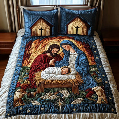 Bethlehem Night Sky -Piece Quilted Bedding Set VTQ-Myprintsy
