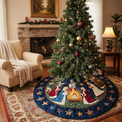 Bethlehem Peace Christmas Quilted Tree Skirt-Myprintsy