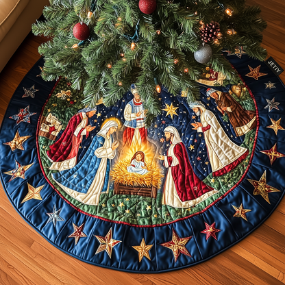 Bethlehem Peace Christmas Quilted Tree Skirt-Myprintsy