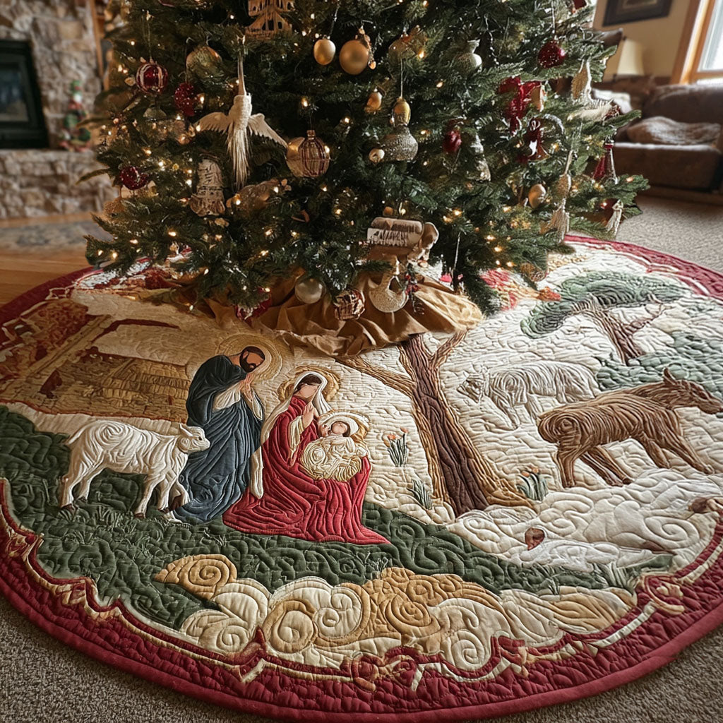 Bethlehem Star Path Christmas Quilted Tree Skirt-Myprintsy