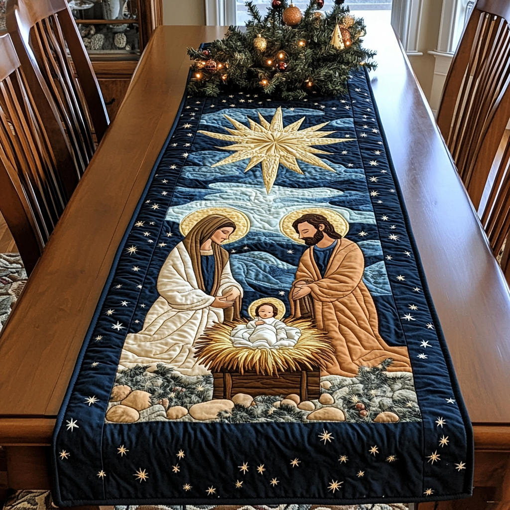 Bethlehem Starry Night Quilted Table Runner VTQ-Myprintsy