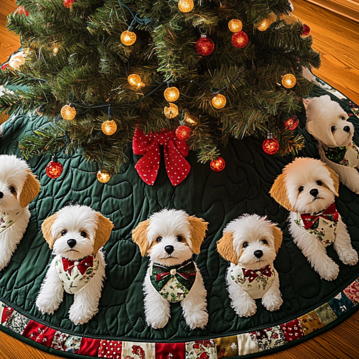 Bichon Winter Wonderland Christmas Quilted Tree Skirt VTQ-Myprintsy