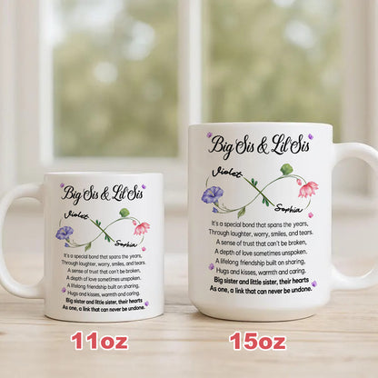 Big Sis And Lil Sis - Personalized Ceramic White Mug - Gift For Sisters-Myprintsy