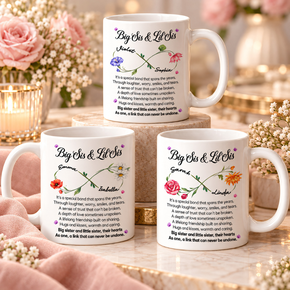 Big Sis And Lil Sis - Personalized Ceramic White Mug - Gift For Sisters-Myprintsy
