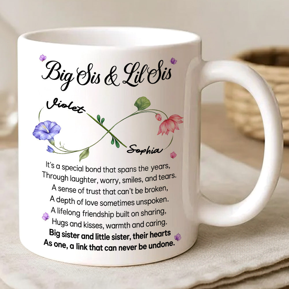 Big Sis And Lil Sis - Personalized Ceramic White Mug - Gift For Sisters-Myprintsy