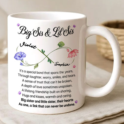 Big Sis And Lil Sis - Personalized Ceramic White Mug - Gift For Sisters-Myprintsy