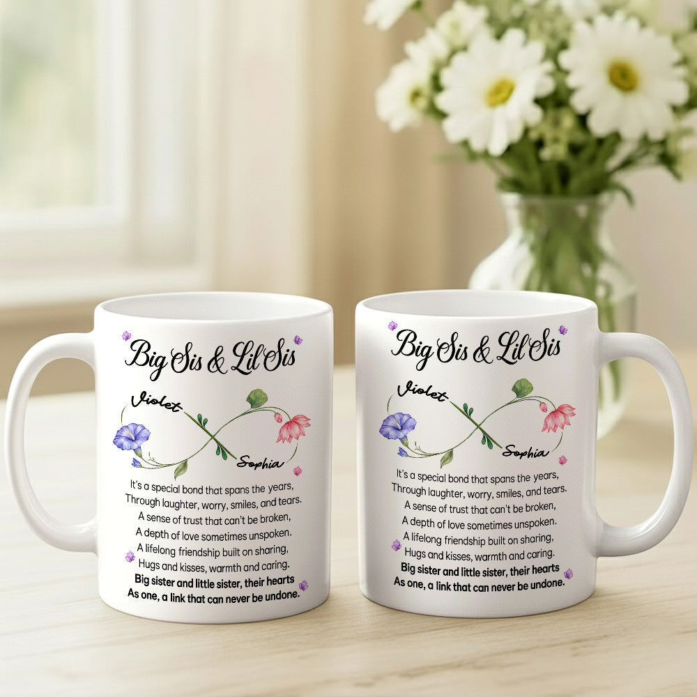 Big Sis And Lil Sis - Personalized Ceramic White Mug - Gift For Sisters-Myprintsy