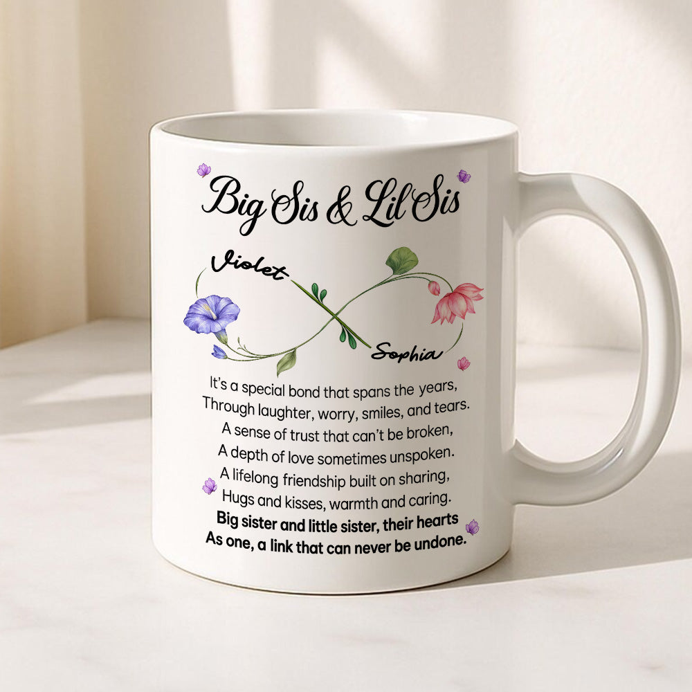 Big Sis And Lil Sis - Personalized Ceramic White Mug - Gift For Sisters-Myprintsy