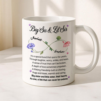 Big Sis And Lil Sis - Personalized Ceramic White Mug - Gift For Sisters-Myprintsy