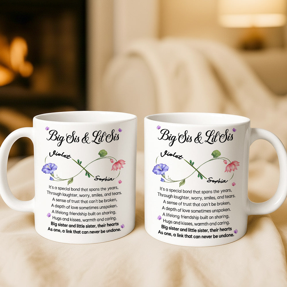Big Sis And Lil Sis - Personalized Ceramic White Mug - Gift For Sisters-Myprintsy