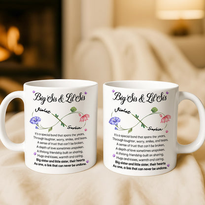 Big Sis And Lil Sis - Personalized Ceramic White Mug - Gift For Sisters-Myprintsy