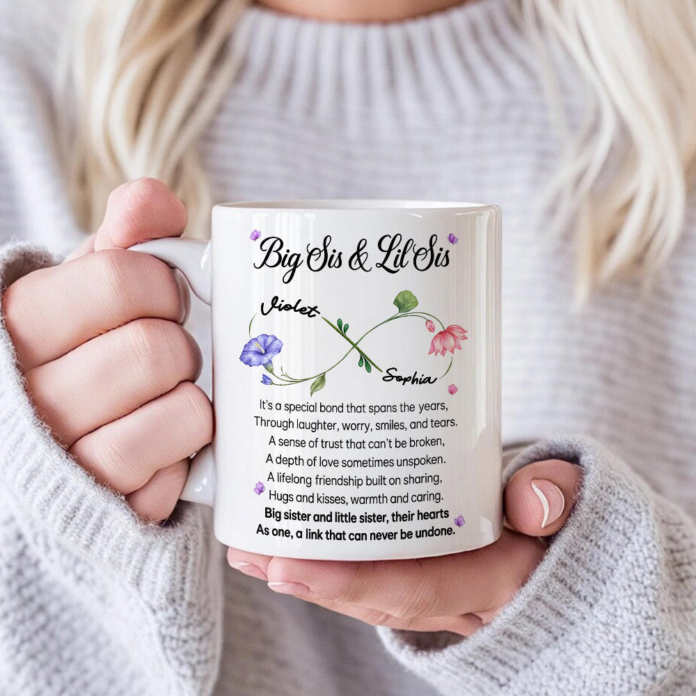 Big Sis And Lil Sis - Personalized Ceramic White Mug - Gift For Sisters-Myprintsy