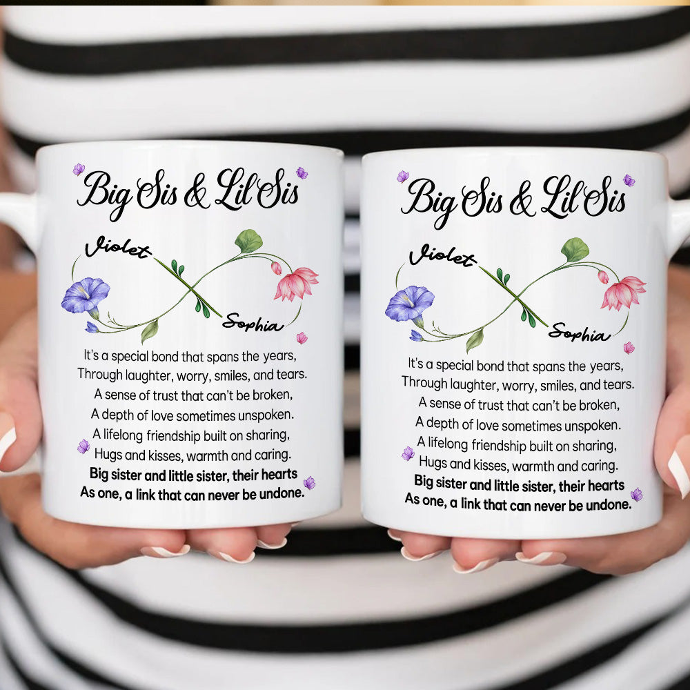 Big Sis And Lil Sis - Personalized Ceramic White Mug - Gift For Sisters-Myprintsy