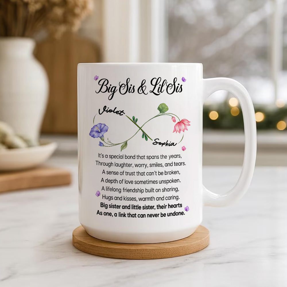 Big Sis And Lil Sis - Personalized Ceramic White Mug - Gift For Sisters-Myprintsy