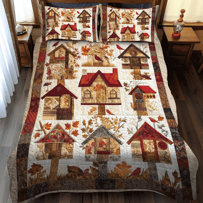 Bird House Thanksgiving -Piece Quilted Bedding Set PD VTQ-Myprintsy