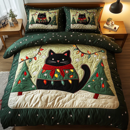 Black Cat Star -Piece Quilted Bedding Set VTQ-Myprintsy