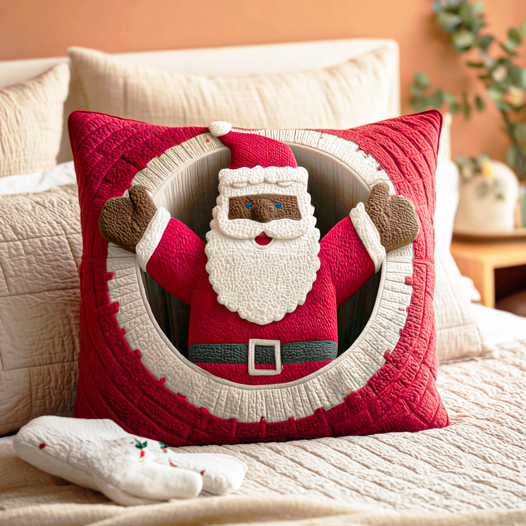 Black Santa Quilted Pillow Case VTQ-Myprintsy