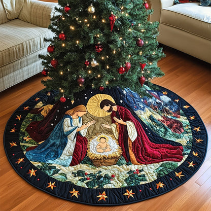 Blessed Arrival Quilted Christmas Tree Skirt VTQ-Myprintsy