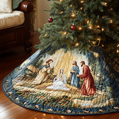Blessed Joy Quilted Christmas Tree Skirt VH-Myprintsy