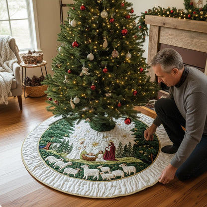 Blessed Manger Christmas Quilted Tree Skirt VTQ-Myprintsy