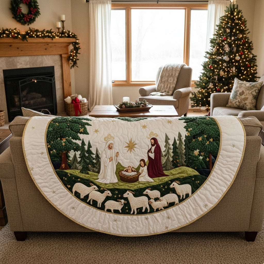 Blessed Manger Christmas Quilted Tree Skirt VTQ-Myprintsy