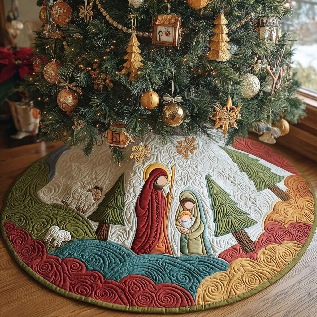 Blessed Nativity Christmas Quilted Tree Skirt-Myprintsy