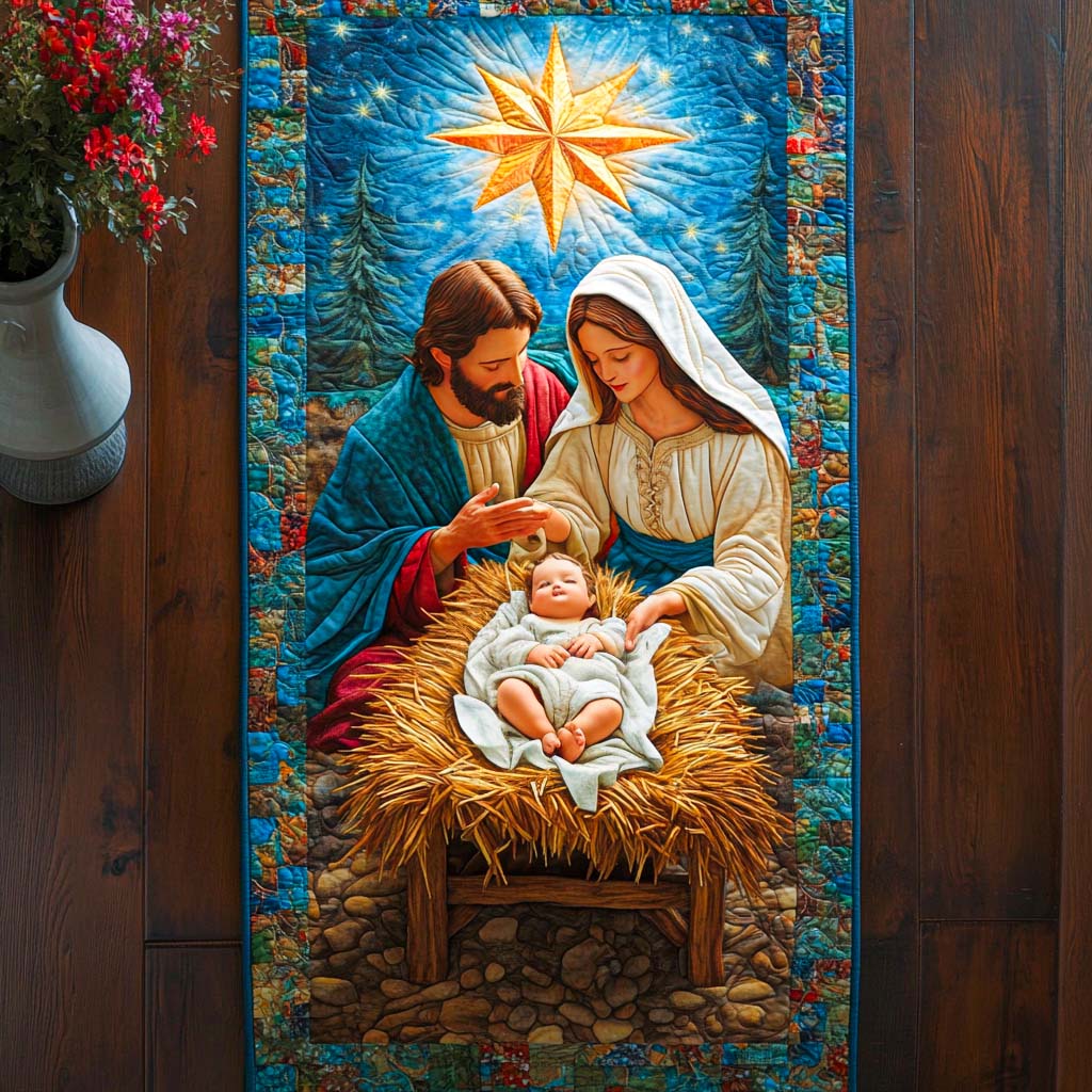 Blessed Nativity Scene Quilted Table Runner VTQ-Myprintsy