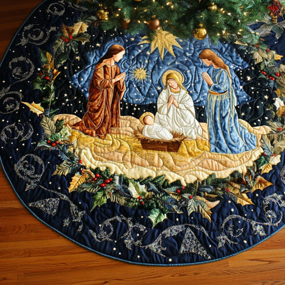 Blessed Night Quilted Christmas Tree Skirt-Myprintsy