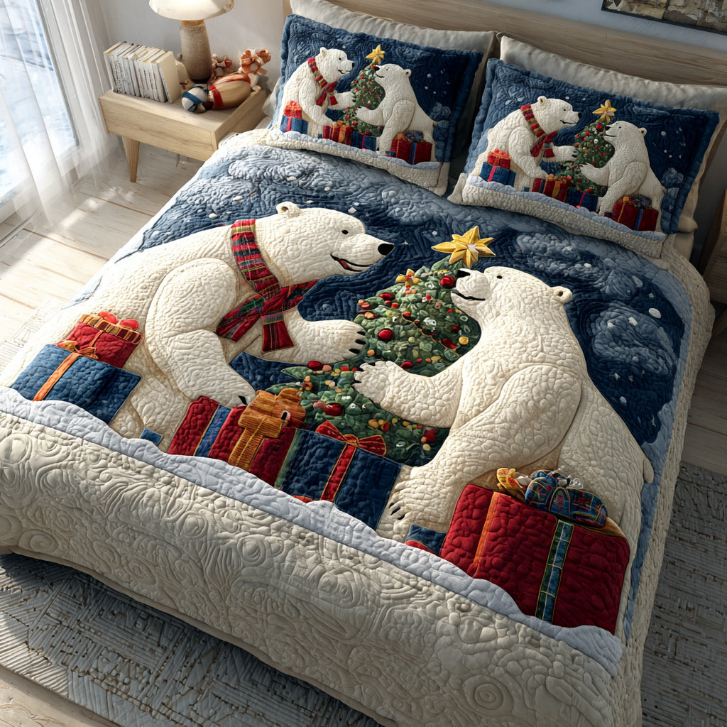 Blizzard Bear Gift -Piece Quilted Bedding Set VTQ-Myprintsy