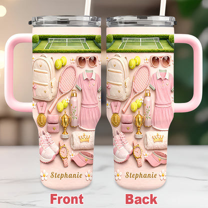 Blossom Court Champion - Personalized 40oz Tennis Tumbler With Straw - Tennis Gifts For Her-Myprintsy