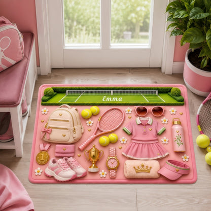 Blossom Court Champion - Personalized Pink Tennis Doormat - Tennis Gifts for Her-Myprintsy