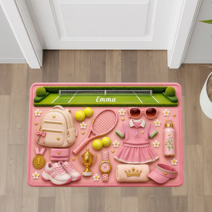Blossom Court Champion - Personalized Pink Tennis Doormat - Tennis Gifts for Her-Myprintsy