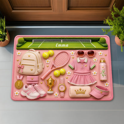 Blossom Court Champion - Personalized Pink Tennis Doormat - Tennis Gifts for Her-Myprintsy