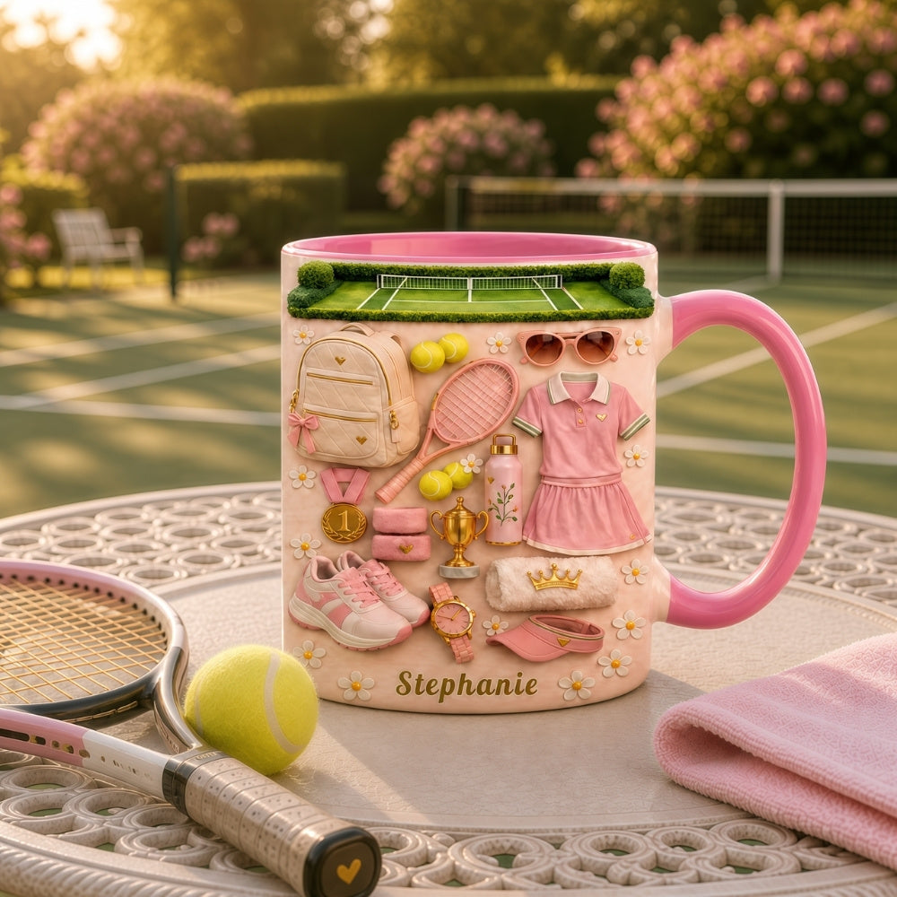 Blossom Court Champion - Personalized Pink Tennis Mug - Tennis Gifts for Her-Myprintsy