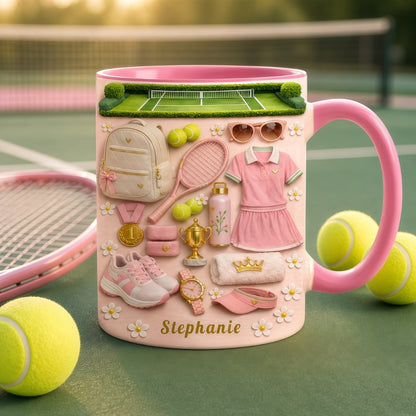 Blossom Court Champion - Personalized Pink Tennis Mug - Tennis Gifts for Her-Myprintsy