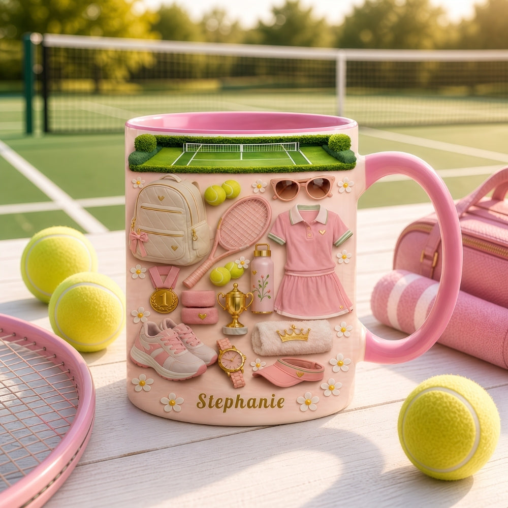 Blossom Court Champion - Personalized Pink Tennis Mug - Tennis Gifts for Her-Myprintsy