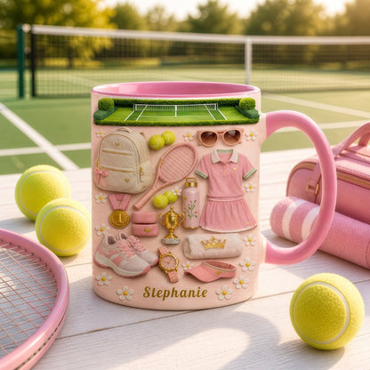 Blossom Court Champion - Personalized Pink Tennis Mug - Tennis Gifts for Her-Myprintsy
