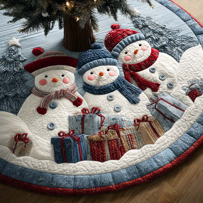 Blue Forest Snow Family Quilted Tree Skirt-Myprintsy