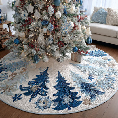 Blue Frost Pines Christmas Quilted Tree Skirt VTQ-Myprintsy