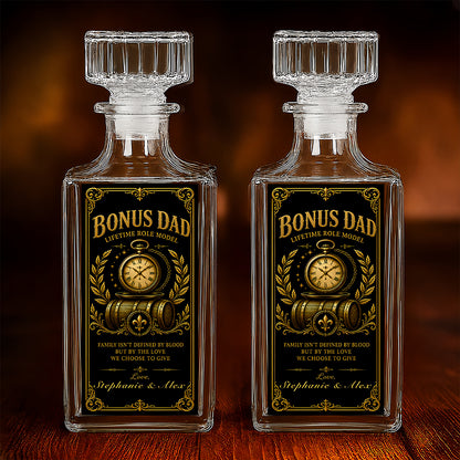 Bonus Dad - Personalized Father's Day Combo Whiskey Glass + Decanter, Father Day Gifts for Step Dad Bonus Dad-Myprintsy
